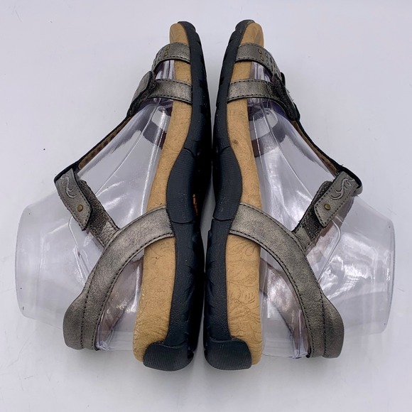 Taos Award Sandal Silver Pewter Leather Studded Women 7 Comfort Arch Support - Picture 9 of 11